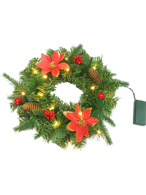 PVC PE Pine Needle Series-28CM Christmas Wreath Garland Plus Hiasan