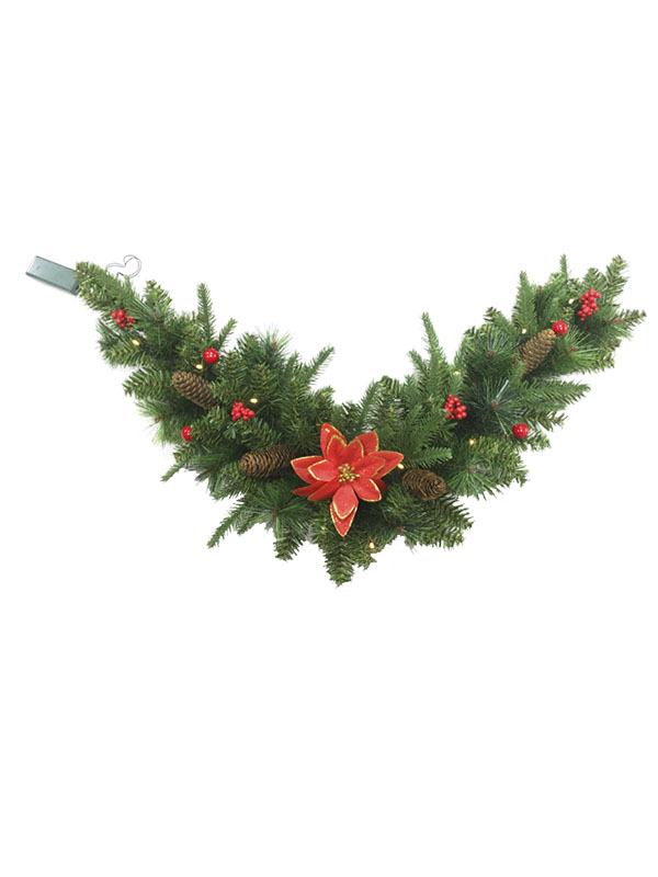 PVC PE Pine Needle Series-90CM Curved Rotan Dengan Hiasan Kalungan Krismas